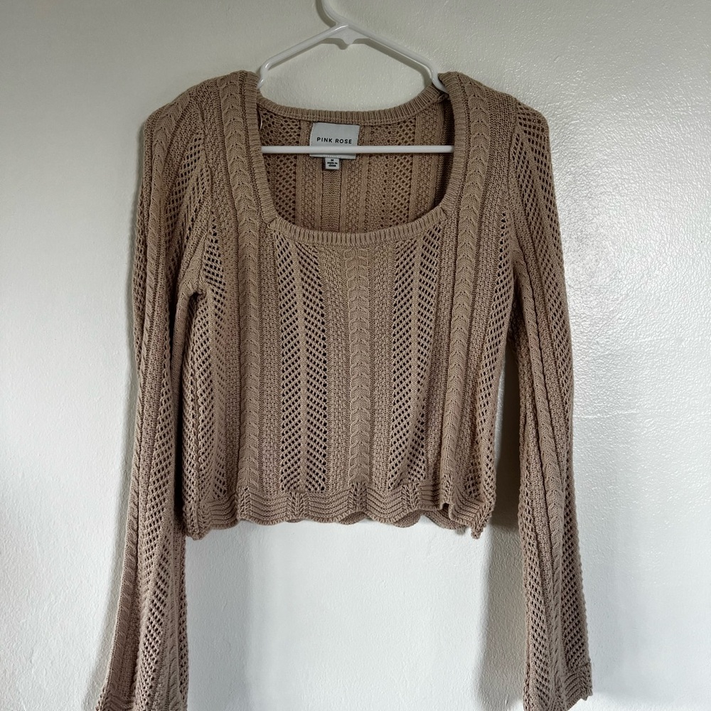 Pink Rose Women's Beige Knit Sweater